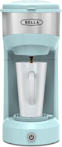 Máquina de café BELLA de doble preparación para una sola porción, prepara tanto Kcup como café molido, capacidad grande de 14 onzas, fácil de un