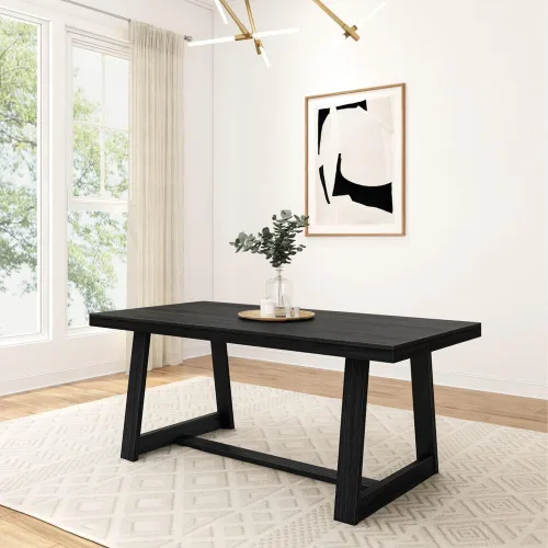 Miniatura 7 de Plank+Beam Mesa de Comedor Estilo Granja de 72 Pulgadas, Mesa de Cocina Rústica de Madera Maciza, Mesa Rectangular Grande de Madera para Comedor