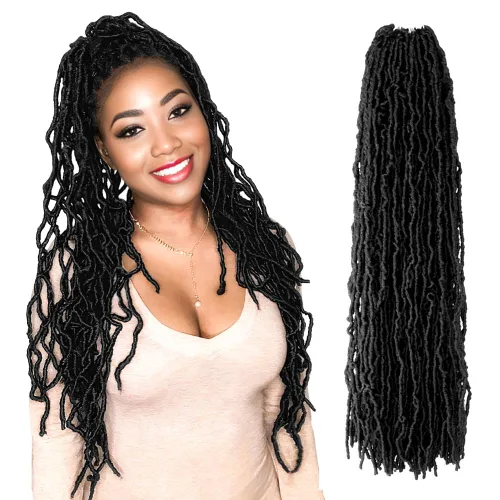 Miniatura 13 de Niseyo Rastas de pelo sintético de ganchillo de 24 pulgadas, 6 paquetes de extensiones de cabello sintético lacio de ganchillo largo