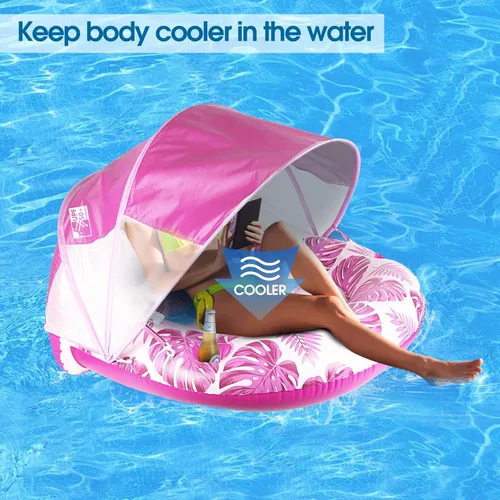 Miniatura 6 de COOLCOOLDEE New Upgraded Pool Chair Float with Shade,XL Pool Floats for Adults Heavy Duty,Inflatable Pool Chair Lounge Float with Cup Holder & Azul