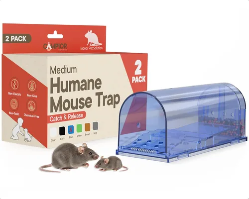 Miniatura 9 de Blue Humane - Trampa para ratones, paquete de 1, jaula de captura y liberación en vivo para uso en interiores y exteriores, segura para mascotas