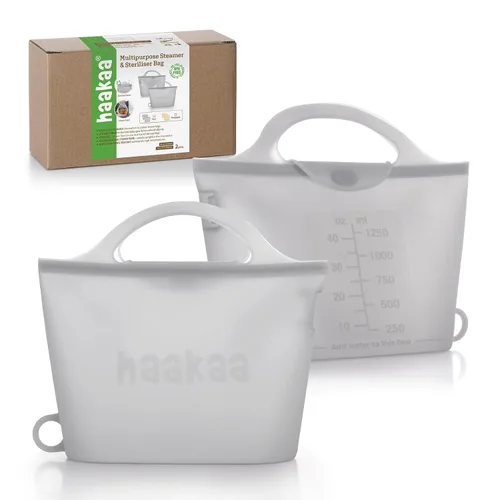 Haakaa Portátiles - Bolsas esterilizadoras de vapor de silicona para microondas, para viajes, bolsas de vapor reutilizables de silicona de