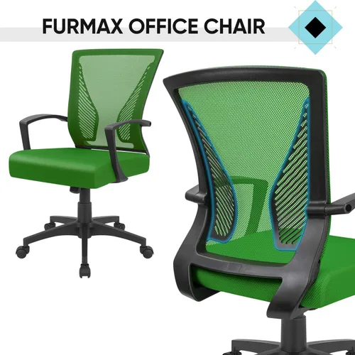Miniatura 3 de Furmax Silla de oficina ergonómica de escritorio para computadora, silla de malla, respaldo medio, soporte lumbar giratorio con reposabrazos