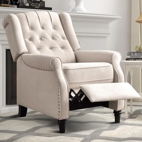 Miniatura 8 de EBELLO Silla reclinable con respaldo, sillón de tela con respaldo y decoración de remaches, sillón acentuado de estilo mitad de siglo con respaldo