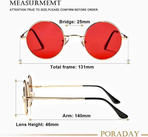Miniatura 7 de PORADAY Circle Lennon - Gafas de sol polarizadas redondas retro, estilo hippie, gafas de sol de círculo pequeño