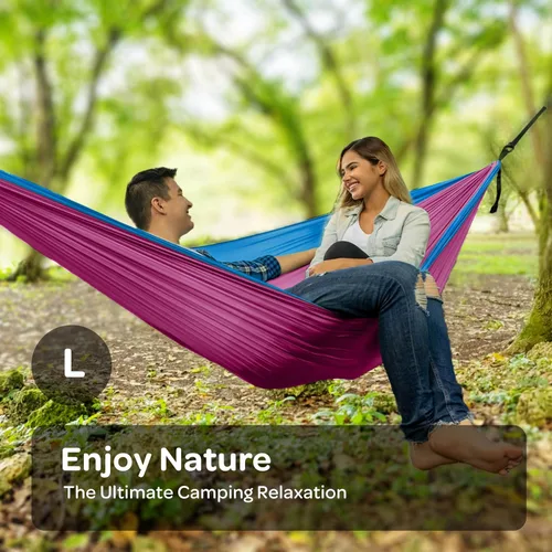 Miniatura 2 de Hamaca Duradera con Capacidad de 500 Libras, Silla Hamaca de Camping de Nylon - Tamaños Doble o Individual con Correas para Árboles y Bolsa