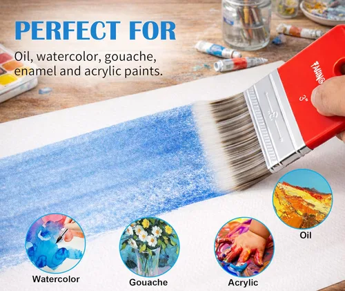 Miniatura 3 de Falling in Art Pincel plano para pintura de paleta para pinturas al óleo y acrílicas, 1 pulgada