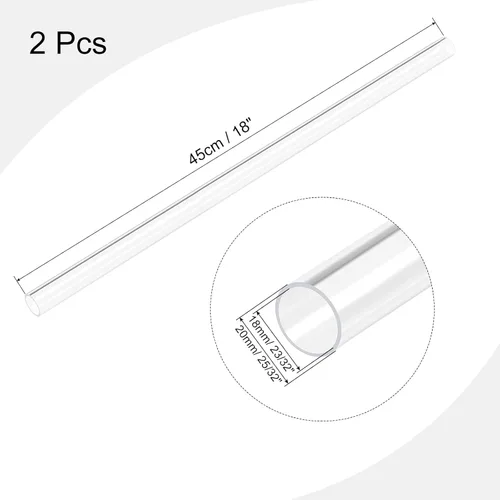 Miniatura 2 de MECCANIXITY Tubo acrílico transparente rígido redondo 18 mm (0.7 ") ID 20 mm (0.8 ") OD 18" para lámparas y linternas, sistema de refrigeración por