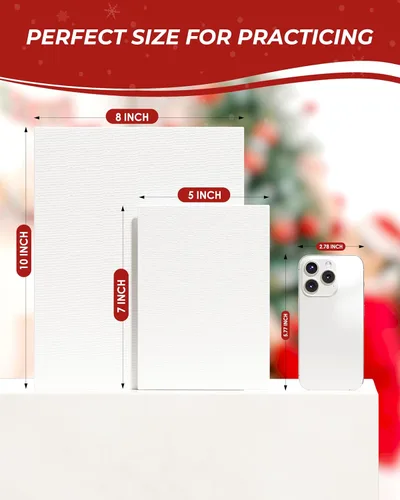Miniatura 2 de MaxGear Lienzo para pintura, paquete de 12 tableros de lienzo de pintura de 8 x 10, suministros de arte para decoración de Navidad, lienzos