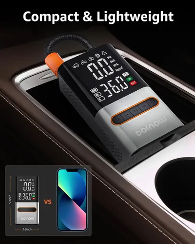 Miniatura 5 de Inflador de neumáticos, compresor de aire portátil, mini bomba inalámbrica para bicicleta con pantalla digital de valores duales, bomba de aire