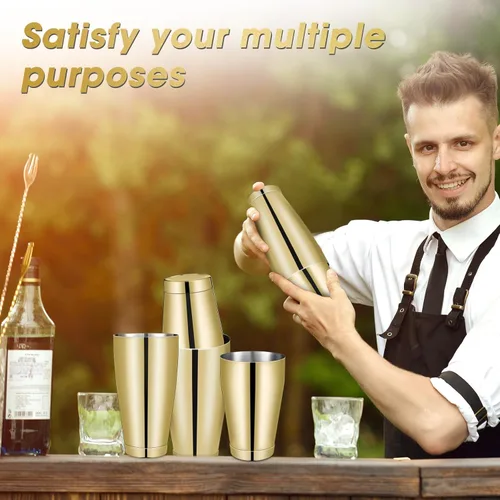 Miniatura 5 de Sabary Juego de 6 cocteleras profesionales Boston de acero inoxidable, mezclador de bebidas Martini, herramienta básica, batido ponderado, juego