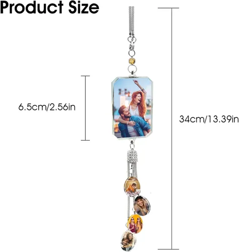 Miniatura 2 de Colgante de cristal con foto personalizada para automóvil, hogar, adornos colgantes con imagen personalizada, espejo retrovisor de coche, accesorios