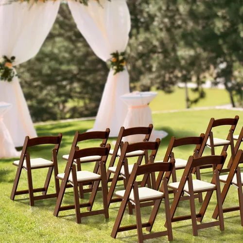Miniatura 6 de VINGLI Sillas plegables de madera con cojín, cómodas, portátiles y duraderas, asientos plegables para eventos en interiores y exteriores, banquetes
