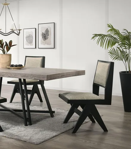 Miniatura 7 de Contemporary 2pc Dining Arm Chairs Set for Room Table & Seating Kitchen Chairs Fabric Upholstered Plank Arms Oak Veneer Rubberwood,Black-2set