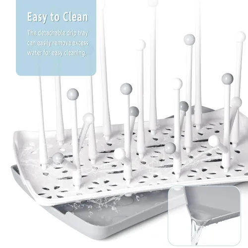 Miniatura 6 de Estante de Secado de Biberones con Bandeja, Termichy Soporte Secador de Biberones de Alta Capacidad para Biberones, Tetinas, Tazas, Piezas de Bomba