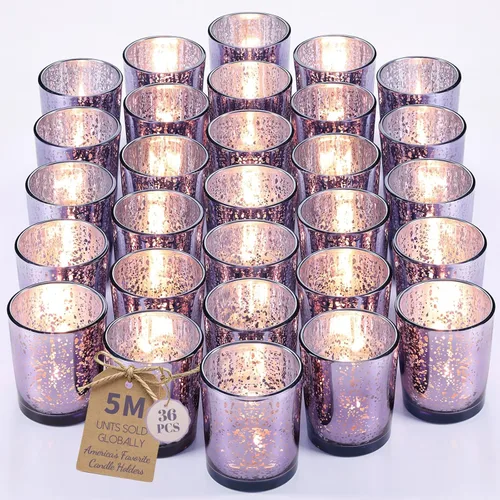 Miniatura 13 de LETINE 6pcs Blue Votive Candle Holders – Standard Votive Size for Regular Votive Candles– Tea Light Candles Holder, Candle Holder for Summer