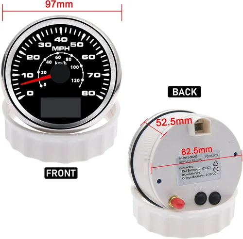 Miniatura 3 de Geloo Velocímetro GPS de 85 mm para embarcaciones, velocímetro de velocidad en MPH, impermeable, 0-80 MPH, 0-120 km/h, velocímetro marino, odómetro