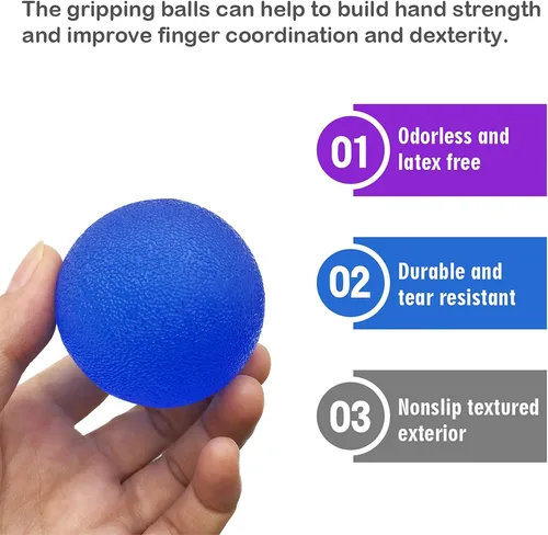 Miniatura 4 de 3 bolas de gel de resistencia múltiple para aliviar el estrés de la mano, dedo, muñeca, ejercicio, músculos, entrenamiento de artritis