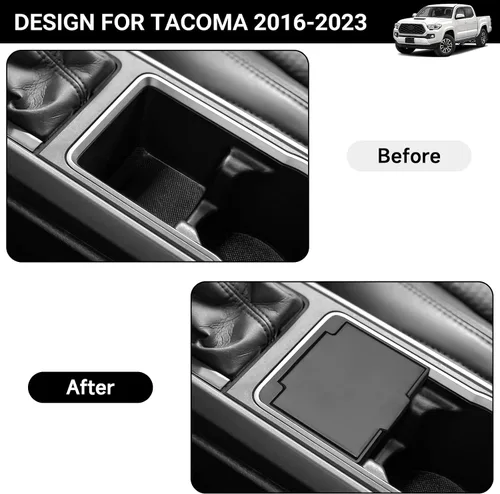Miniatura 2 de Organizador de Monedas para Consola Central Compatible con Toyota 2016-2020 2021 2022 2023 Tacoma, Accesorios ABS, Portavasos, Caja de Almacenamiento