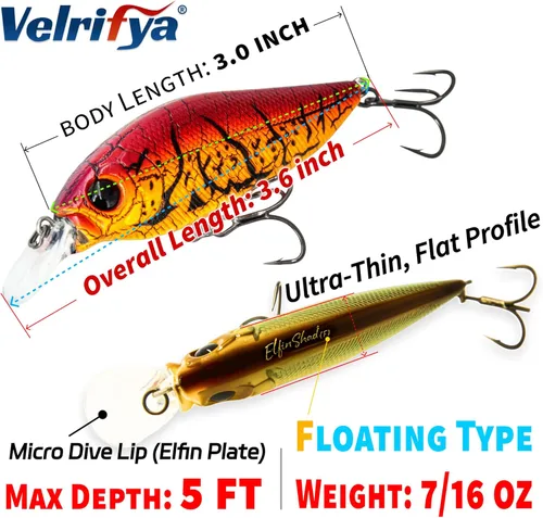 Miniatura 4 de Crankbaits/Jerkbait híbrido para pesca de lubina, buceo poco profundo, manivela para lucio, agua fría para pesca de invierno y primavera, para agua