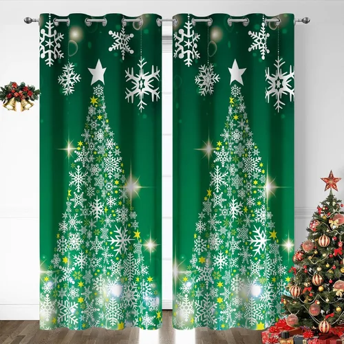 Miniatura 18 de Cortinas rojas de Navidad para sala de estar, juego de 2 paneles, cortinas de ventana de terciopelo rojo de 63 pulgadas de largo, cortinas