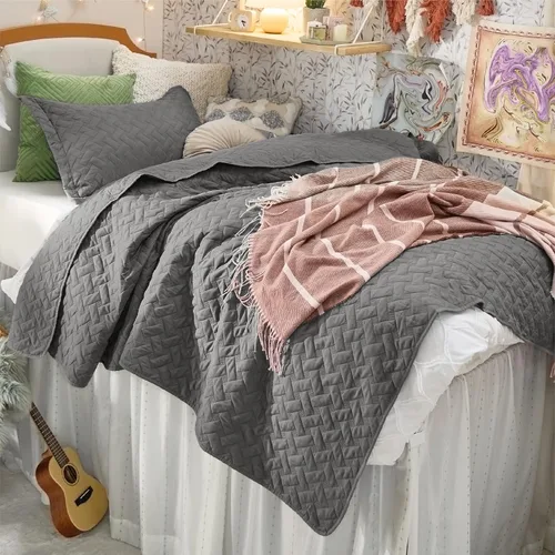 Miniatura 9 de Bedsure Colchas de tamaño individual – Colchas ligeras de tamaño individual con patrón de tejido de cesta, ropa de cama suave, colcha de edredón