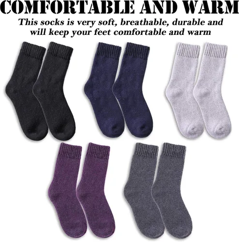 Miniatura 3 de MQELONG Calcetines deportivos de invierno para mujer, 5 pares, suaves, gruesos, cómodos, informales, de algodón, cálidos