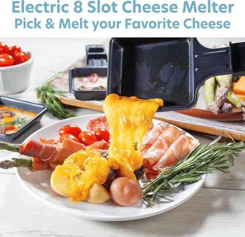 Miniatura 3 de Parrilla de mesa eléctrica de raclette de queso con placa antiadherente y piedra de cocina, barbacoa coreana sin humo para interiores para 8