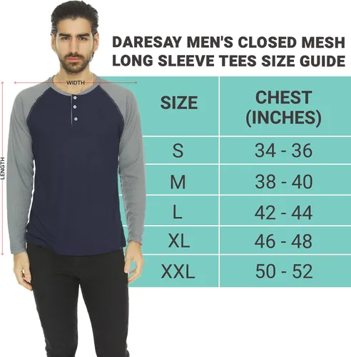 Miniatura 7 de DARESAY Paquete de 3: camiseta térmica de manga larga para hombre, camisetas de manga larga Henley & Crew para hombre, camisetas de manga larga