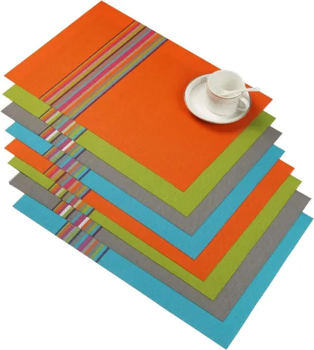Miniatura 52 de SHACOS - Caminos de mesa de vinilo tejido, lavables, para uso en interiores o exteriores, fáciles de limpiar