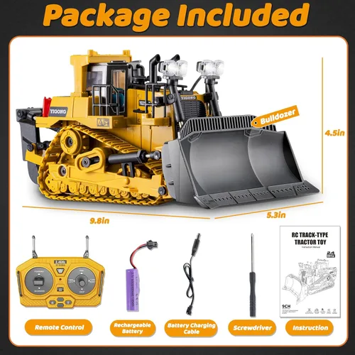 Miniatura 7 de Samtop Juguetes Rc Bulldozer - Vehículos de construcción de control remoto, camiones Bulldozer para niños y niños de 7 años, 8-12 - Cargador
