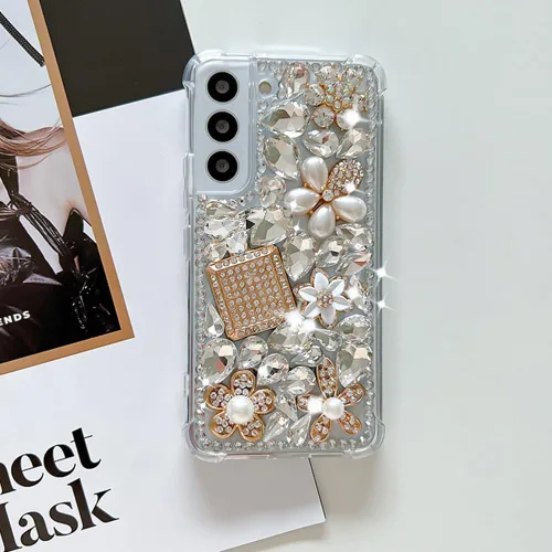 Miniatura 7 de Funda de lujo para Samsung Galaxy S22 Plus con purpurina brillante a prueba de golpes, esquinas bonitas, diseño de diamantes de imitación de cristal