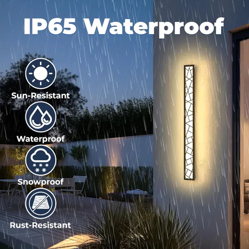 Miniatura 4 de Luces de Pared al Aire Libre 30cm Apliques de Pared Modernos LED Apliques de Pared Largos Luz de Porche Frontal Negra Impermeable Luz de Pared LED