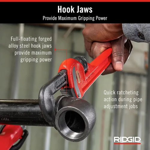 Miniatura 13 de RIDGID 31025 Llave de tubo recta modelo 18 resistente, llave de fontanería de 18 pulgadas