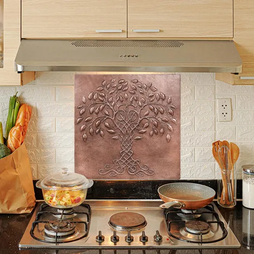 Miniatura 11 de Salpicaduras de Cocina, Salpicaduras de Cocina Árbol de la Vida Celta, Panel de Salpicaduras de Cobre Personalizable, Azulejo de Salpicaduras