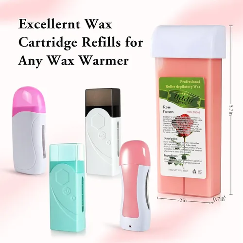 Miniatura 4 de Ceras de relleno en rollo de rosa para depilación para piel sensible, kit de depilación con rodillo para el cuerpo, piernas y brazos de las mujeres