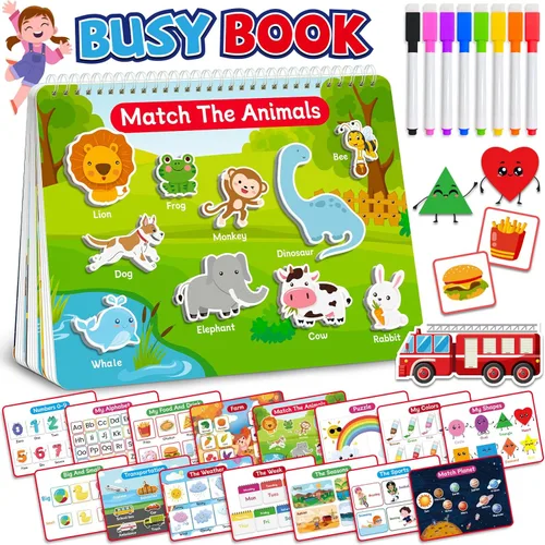 Miniatura 7 de Benresive Libro de actividades de aprendizaje preescolar Montessori para niños pequeños de 3 a 5 años, juguetes educativos sensoriales de viaje