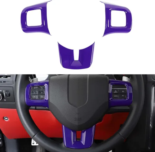 Miniatura 10 de Linskip Moldura para volante compatible con Dodge Challenger/Charger/Durango/Dart 2009-2014 y Journey 2013-2022, funda para volante para accesorios
