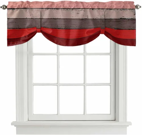 Miniatura 9 de Cenefa de cenefa retro rústica, antigua granja, madera de granero, rojo y marrón, cenefa de ventana para sala de estar, dormitorio, cenefa corta