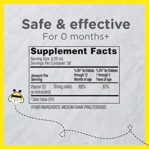 Miniatura 5 de Zarbee's Naturals para bebé, 531, suplemento de vitamina D Vitamin D Supplement), 1, 1