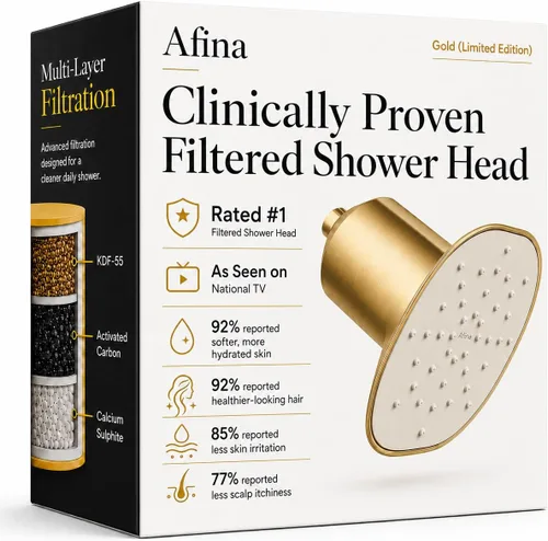 Miniatura 13 de Afina Cabezal de Ducha Filtrado - Cabezal de Ducha Suavizante con Filtro de Ducha KDF-55 para Agua Dura - Experiencia de Lluvia de Alta Presión