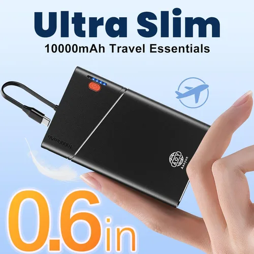 Miniatura 3 de Aaoyun Cargador portátil Power Bank, 10000mAh 22.5W PD carga rápida Powerbank con cable USB C integrado, batería externa delgada para iPhone