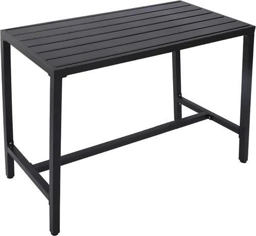 Miniatura 8 de Mesa de bar para exteriores, mesa consola de altura de pub para patio con marco de acero con revestimiento de polvo, parte superior resistente a