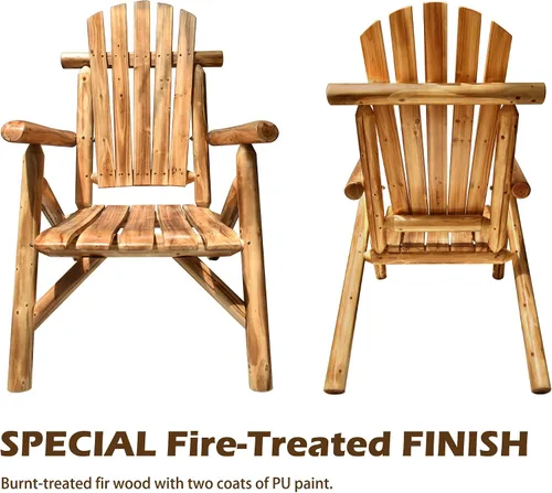 Miniatura 6 de Anraja Silla Adirondack de madera para exteriores, muebles de troncos de madera, porche, patio, exterior, asiento rústico, interior, césped, salón