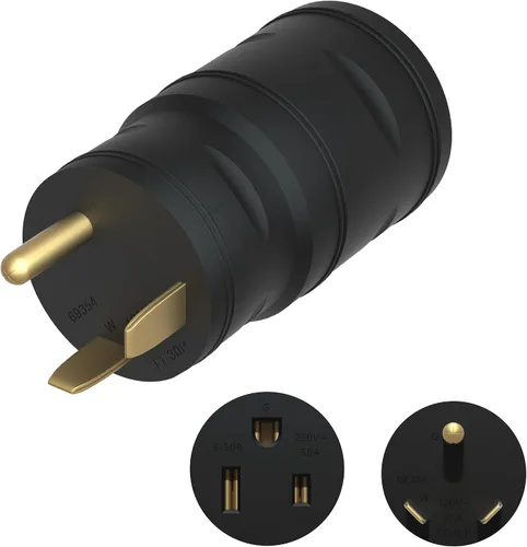ENERLITES NEMA TT-30P a 6-50R Adaptador compacto, 30 Amp 3 clavijas macho a 50 Amp 3 clavijas hembra adaptador de cable de alimentación, 30A,