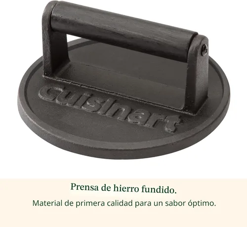 Miniatura 3 de Cuisinart - Prensa de hamburguesas aplastadas de hierro fundido de 6.5", prensa de parrilla redonda de borde plano para hamburguesas crujientes