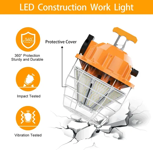 Miniatura 5 de RIUVAO Luz de trabajo temporal LED de 150 W 24750 Lm 5000 K Luz diurna brillante luces de construcción luz colgante portátil IP65 impermeable
