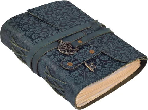 Miniatura 9 de LEATHER VILLAGE Diario encuadernado de cuero hecho a mano para mujeres - Verde "7"X5" (A7) Mediano 260 páginas en blanco de papel vintage