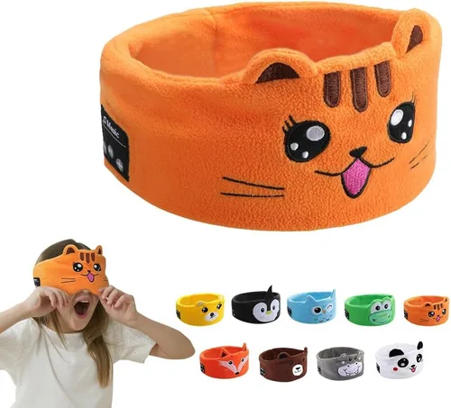 Miniatura 10 de Auriculares Inalámbricos para Niños, Auriculares Sobre la Oreja para Niños y Pequeños, con Altavoces Delgados y Diadema de Felpa Super Suave (Oso)