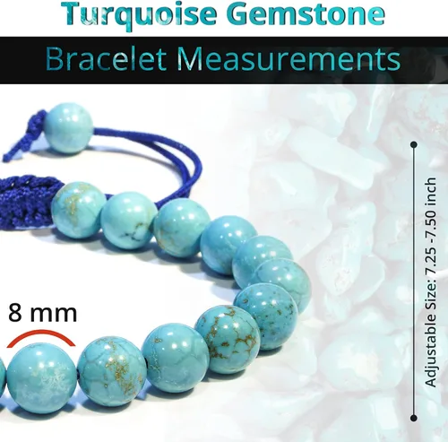 Miniatura 46 de Adjustable Crystal Bracelet – Gemstone Bead Bracelet with Adjustable Macrame String – Chic Gemstone Bracelet for Men and Women – 8mm Round Healing